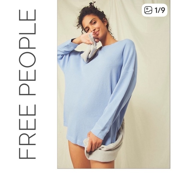 Free People Tops - Free People Early Night Thermal Pullover light blue top $128 spring L casual